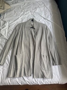 Sweater Blazer Light Gray Open-Front Women's Cardigan Jacket